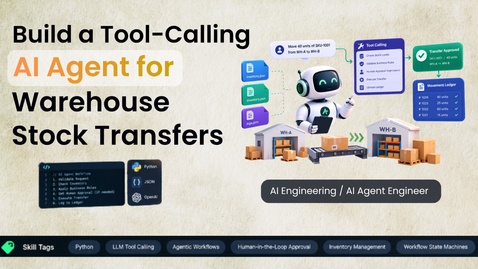 Build a Tool Calling AI Agent for Warehouse Stock Transfers