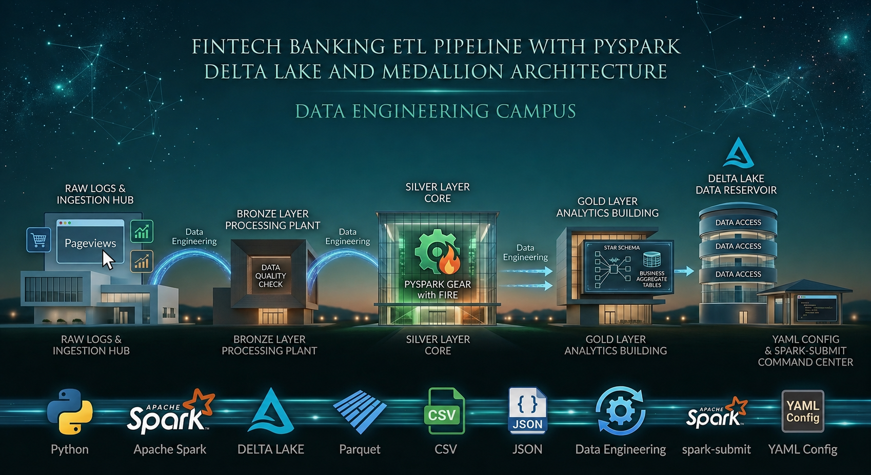 FinTech Banking ETL Pipeline with PySpark Delta Lake and Medallion Architecture